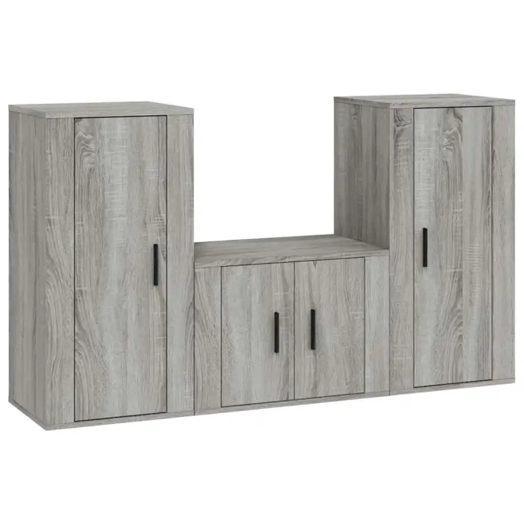 3 Piece TV Cabinet Set Grey Sonoma Engineered Wood 3188524