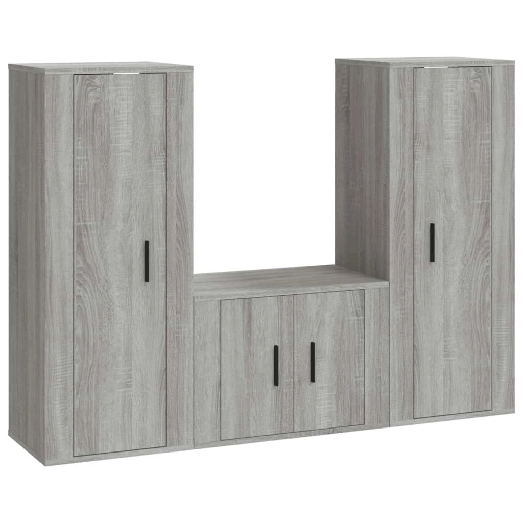 3 Piece TV Cabinet Set Grey Sonoma Engineered Wood 3188748