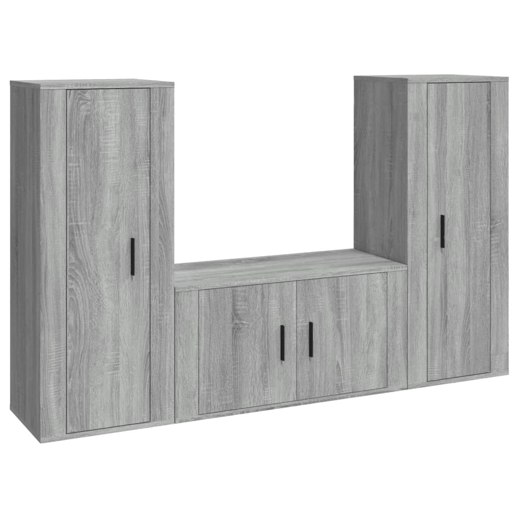 3 Piece TV Cabinet Set Grey Sonoma Engineered Wood 3188756