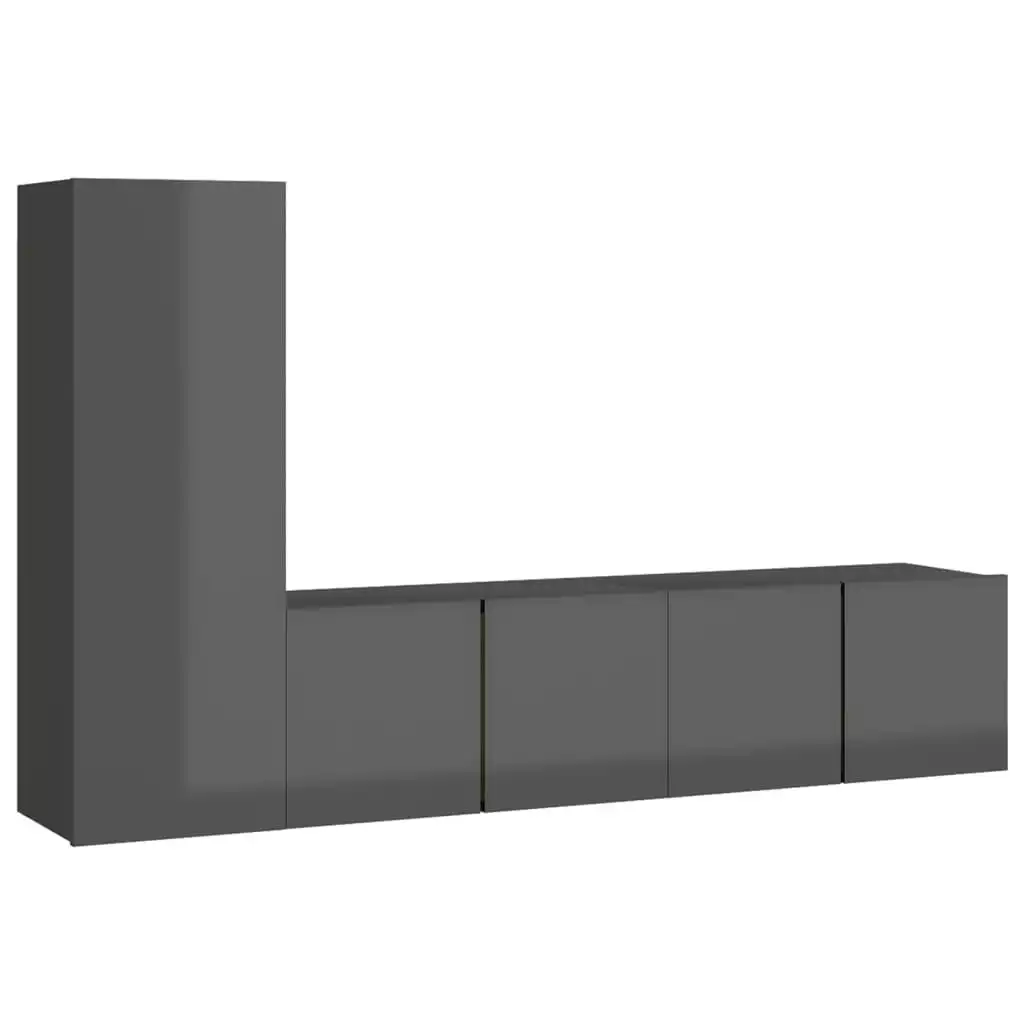 3 Piece TV Cabinet Set High Gloss Grey Engineered Wood 3079513