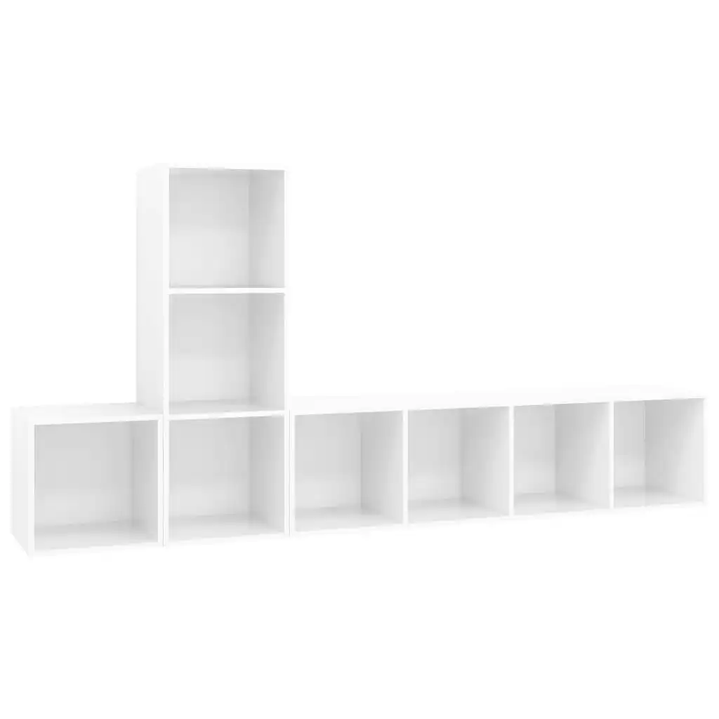 3 Piece TV Cabinet Set High Gloss White Engineered Wood 3079832