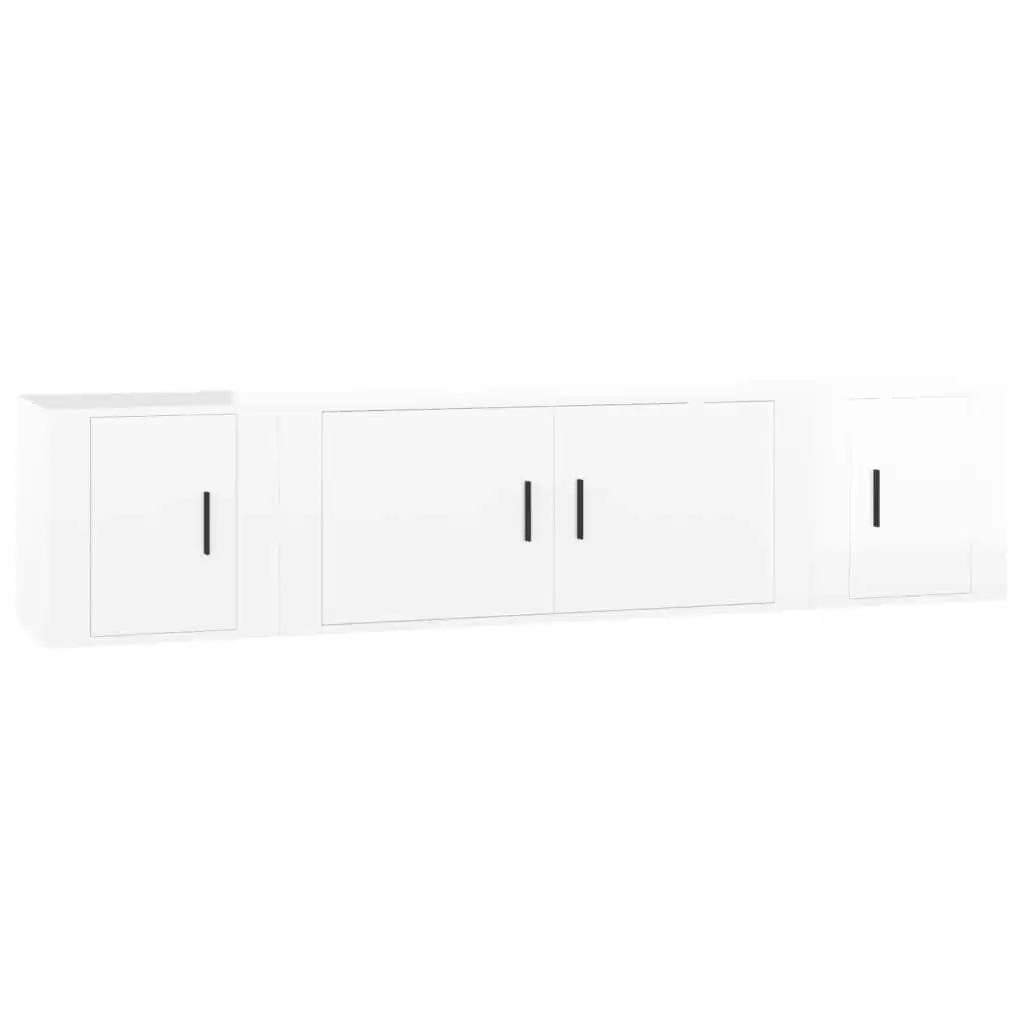 3 Piece TV Cabinet Set High Gloss White Engineered Wood 3188416