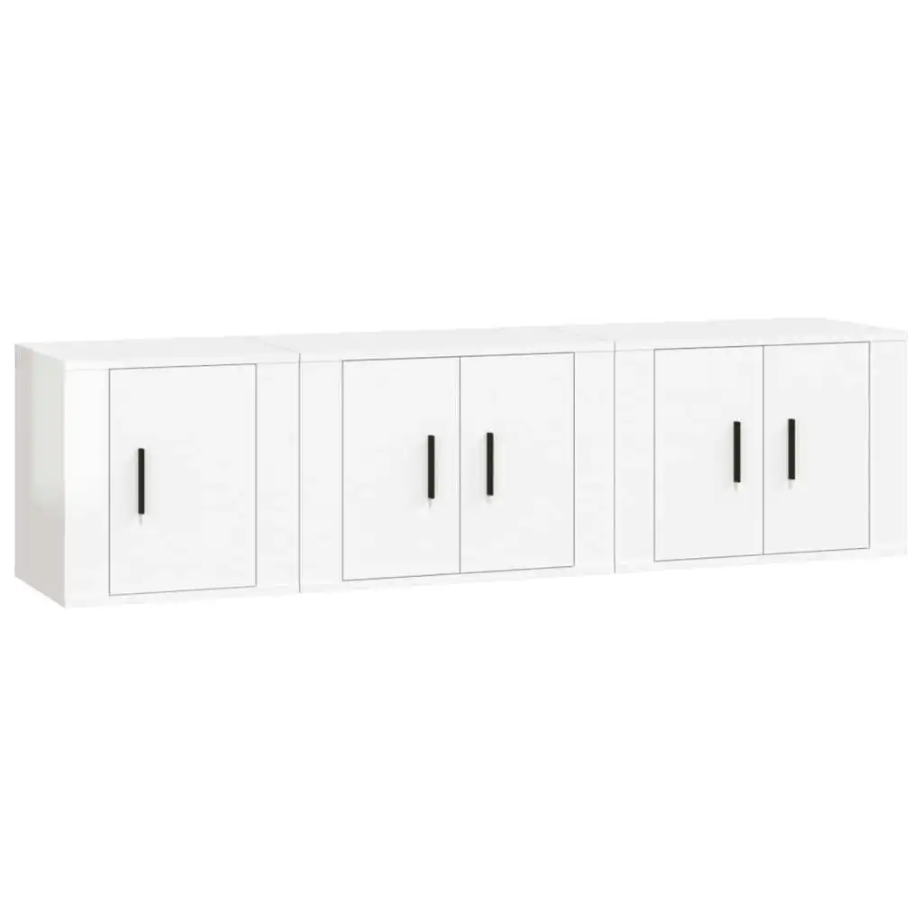 3 Piece TV Cabinet Set High Gloss White Engineered Wood 3188440