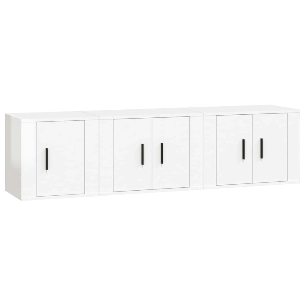 3 Piece TV Cabinet Set High Gloss White Engineered Wood 3188440