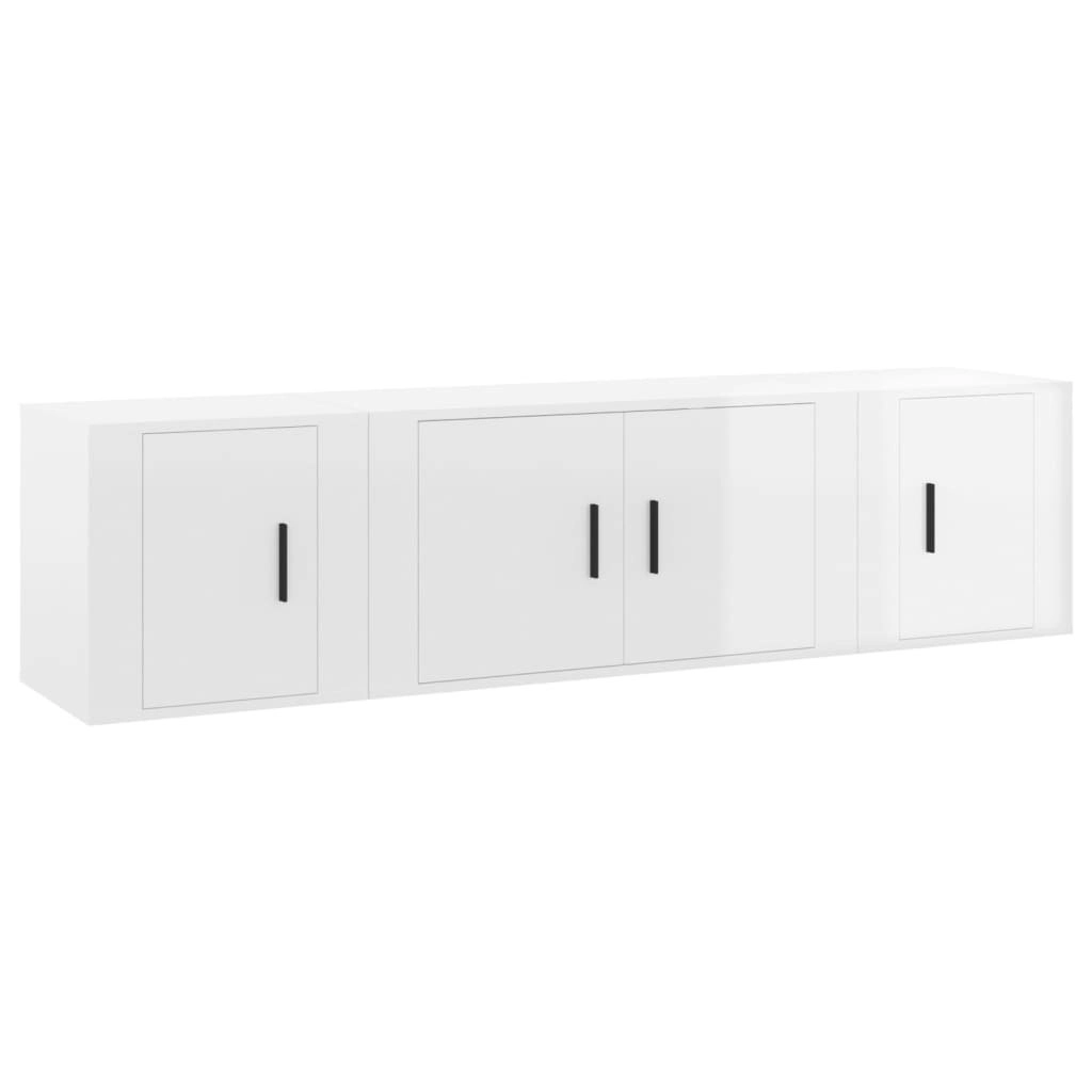 3 Piece TV Cabinet Set High Gloss White Engineered Wood 3188400