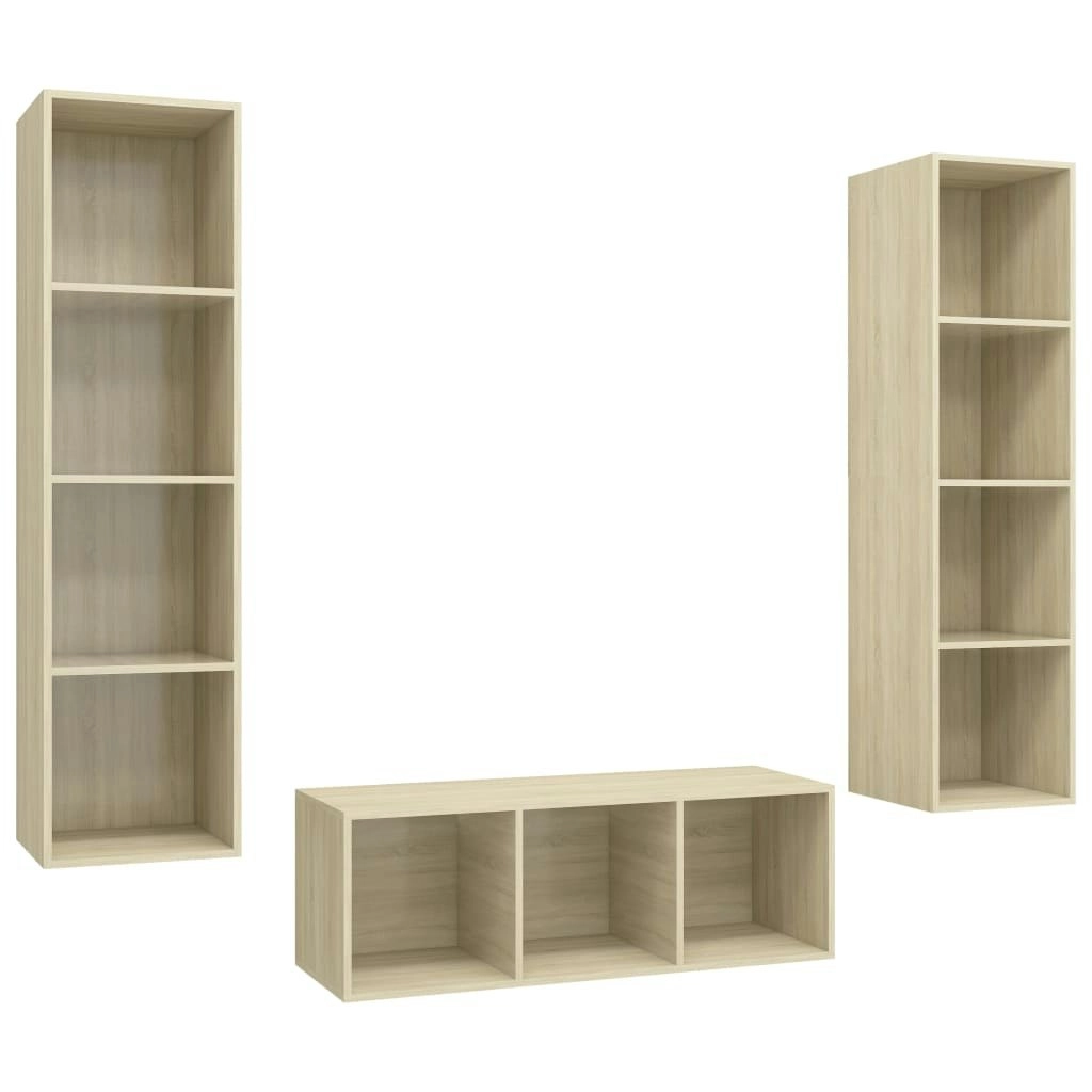 3 Piece TV Cabinet Set Sonoma Oak Engineered Wood 3079757