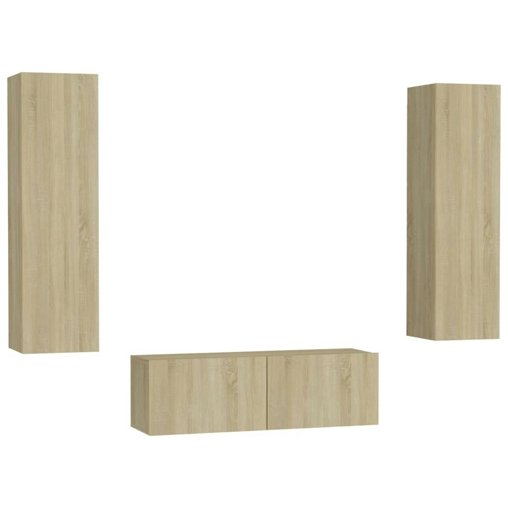 3 Piece TV Cabinet Set Sonoma Oak Engineered Wood 3078974