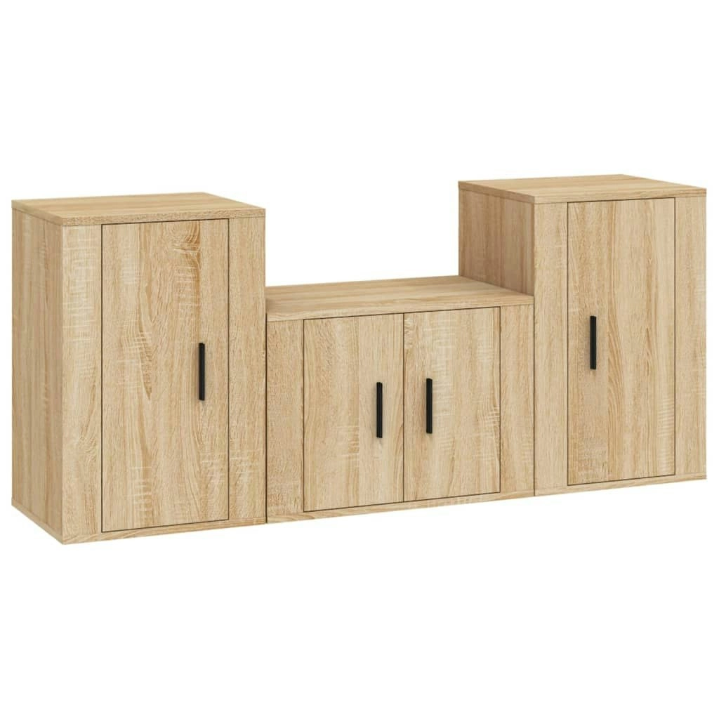 3 Piece TV Cabinet Set Sonoma Oak Engineered Wood 3188497