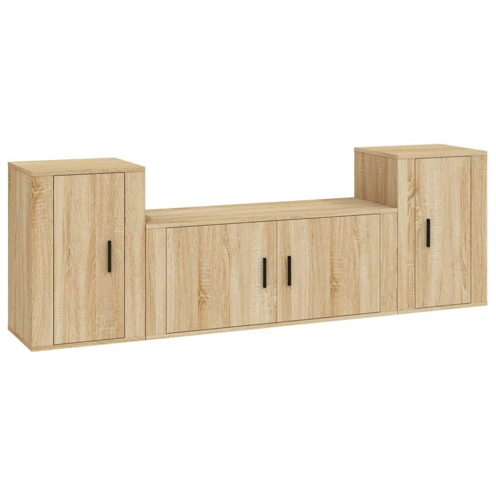 3 Piece TV Cabinet Set Sonoma Oak Engineered Wood 3188513