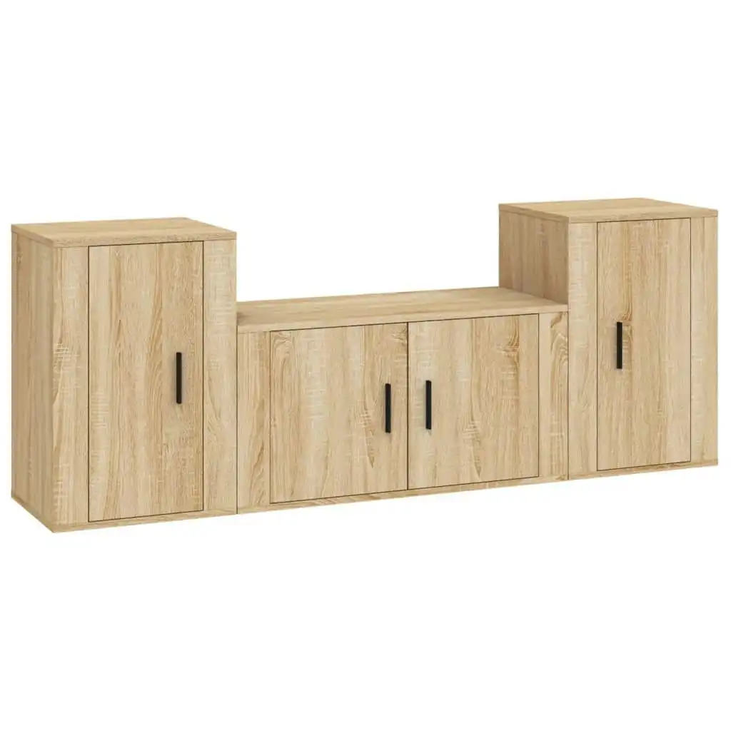 3 Piece TV Cabinet Set Sonoma Oak Engineered Wood 3188505