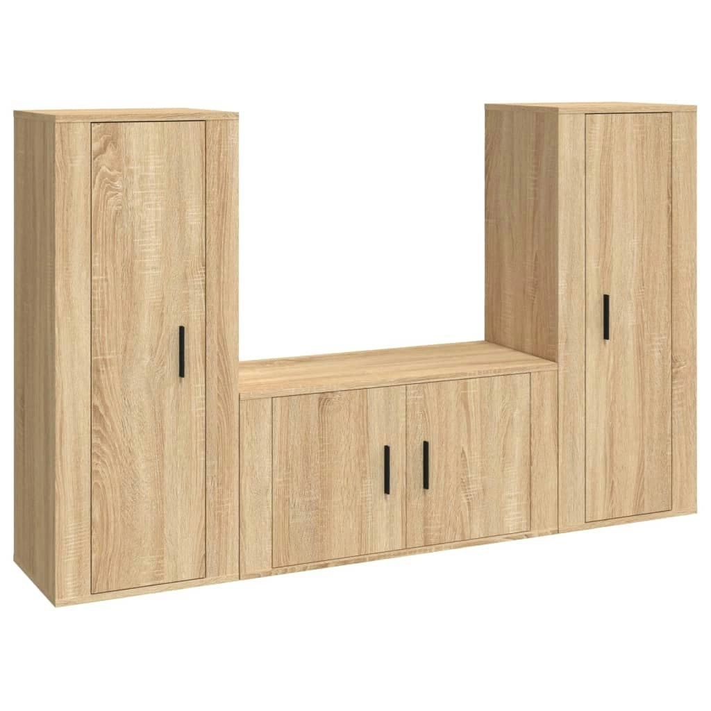 3 Piece TV Cabinet Set Sonoma Oak Engineered Wood 3188753