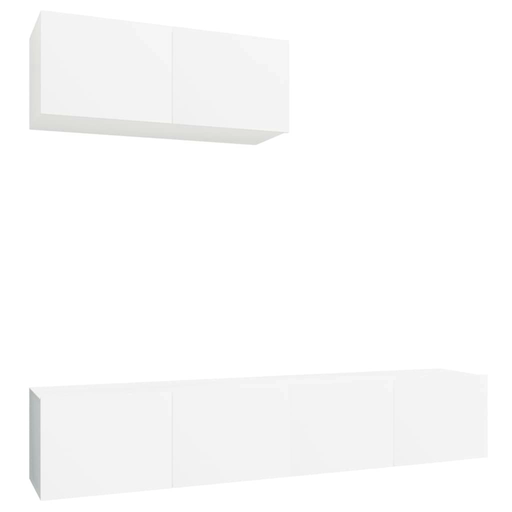 3 Piece TV Cabinet Set White Engineered Wood 3114470