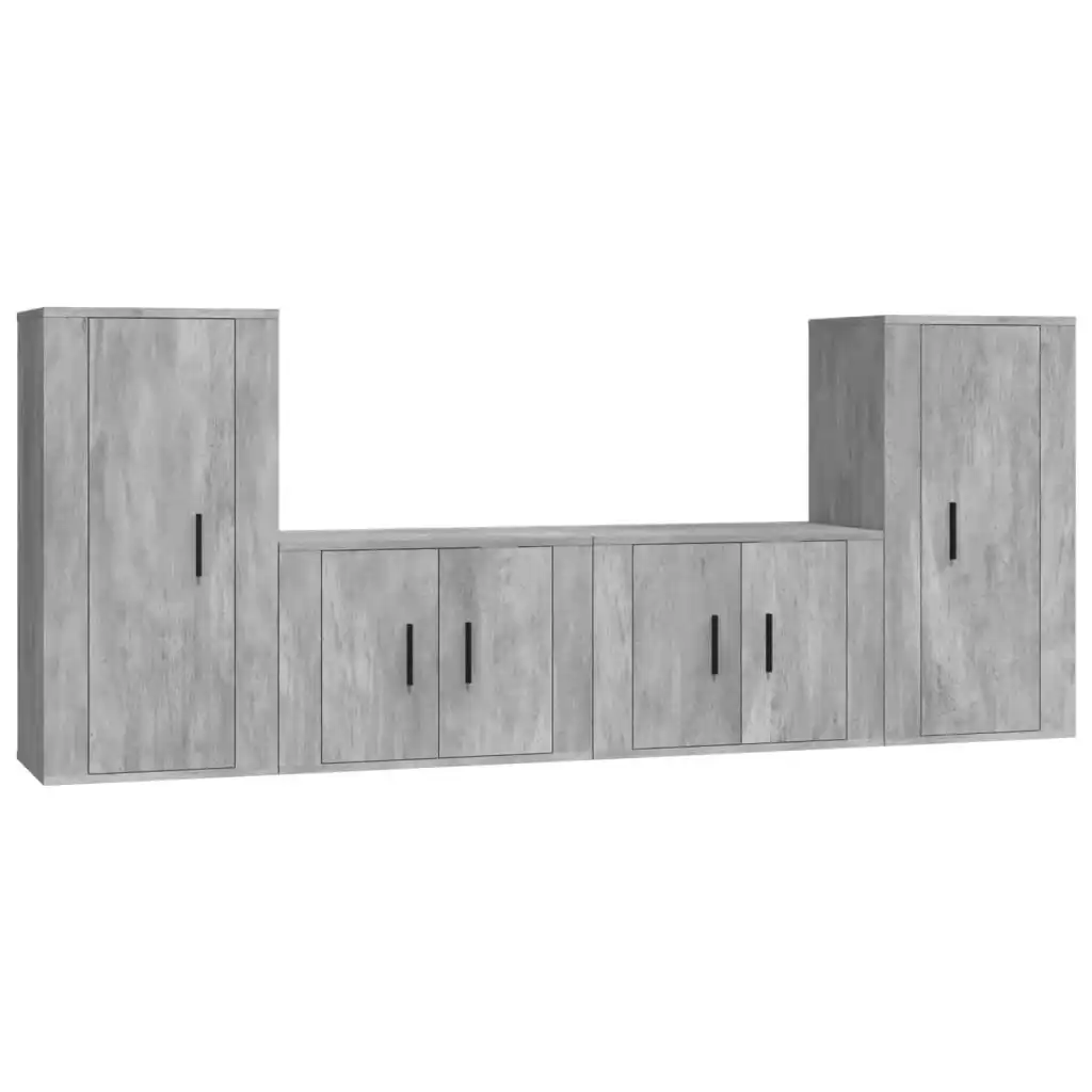 4 Piece TV Cabinet Set Concrete Grey Engineered Wood 3188554