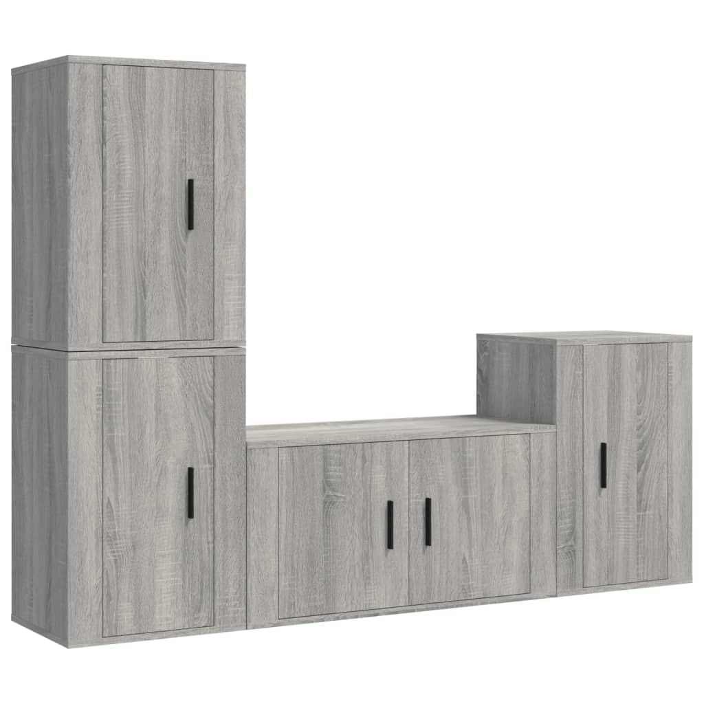 4 Piece TV Cabinet Set Grey Sonoma Engineered Wood 3188612