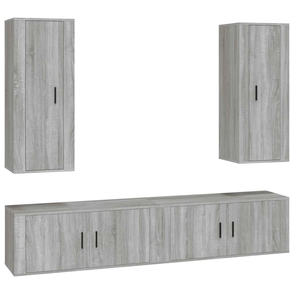 4 Piece TV Cabinet Set Grey Sonoma Engineered Wood 3188852