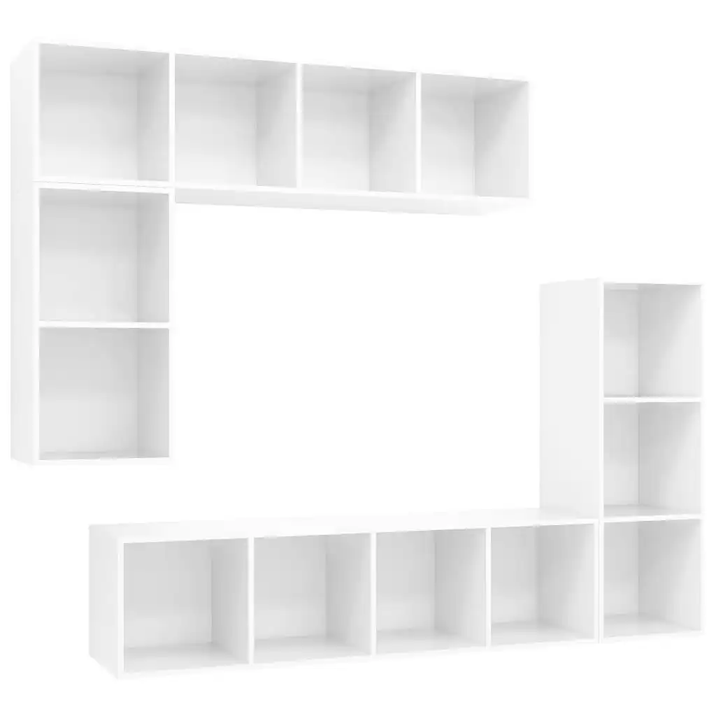 4 Piece TV Cabinet Set High Gloss White Engineered Wood 3079823