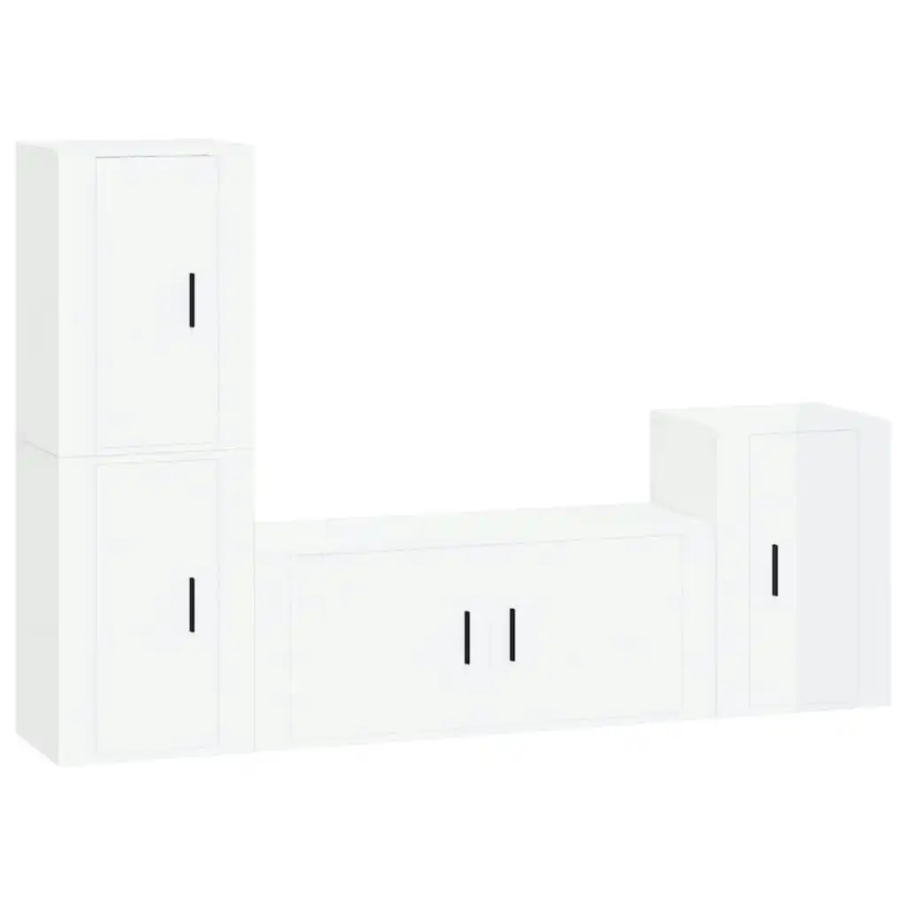 4 Piece TV Cabinet Set High Gloss White Engineered Wood 3188600