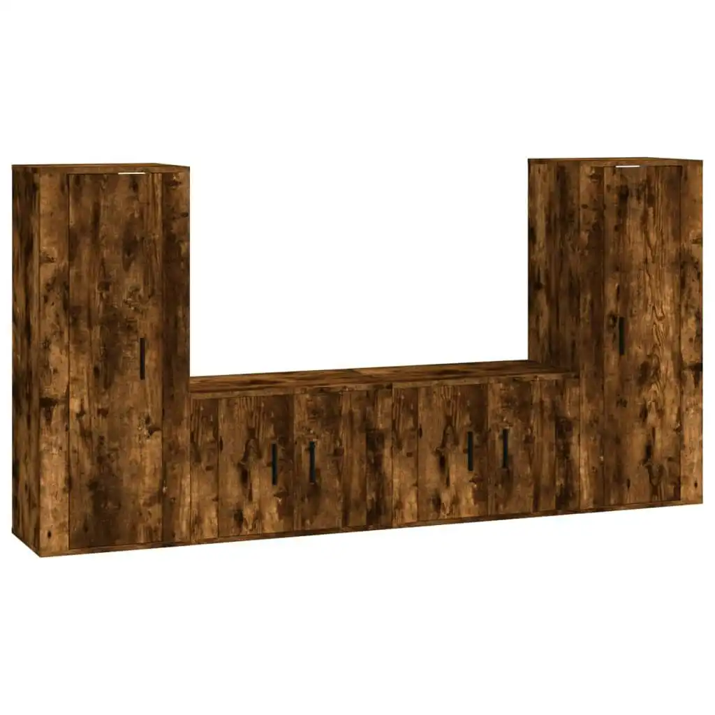 4 Piece TV Cabinet Set Smoked Oak Engineered Wood 3188771