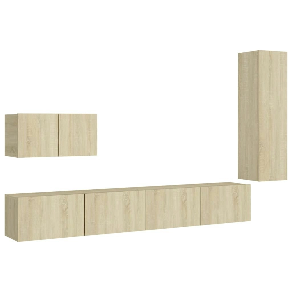 4 Piece TV Cabinet Set Sonoma Oak Engineered Wood 3078991