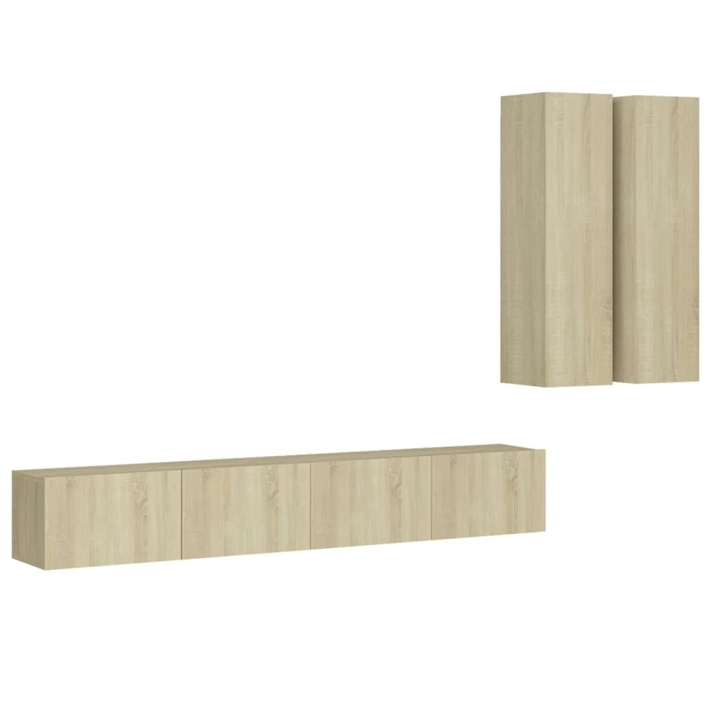 4 Piece TV Cabinet Set Sonoma Oak Engineered Wood 3079002