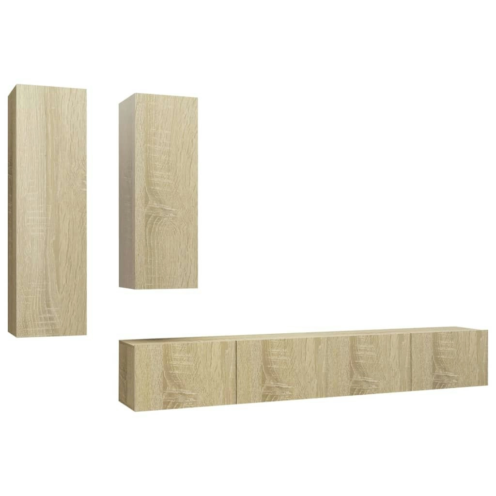 4 Piece TV Cabinet Set Sonoma Oak Engineered Wood 3079048