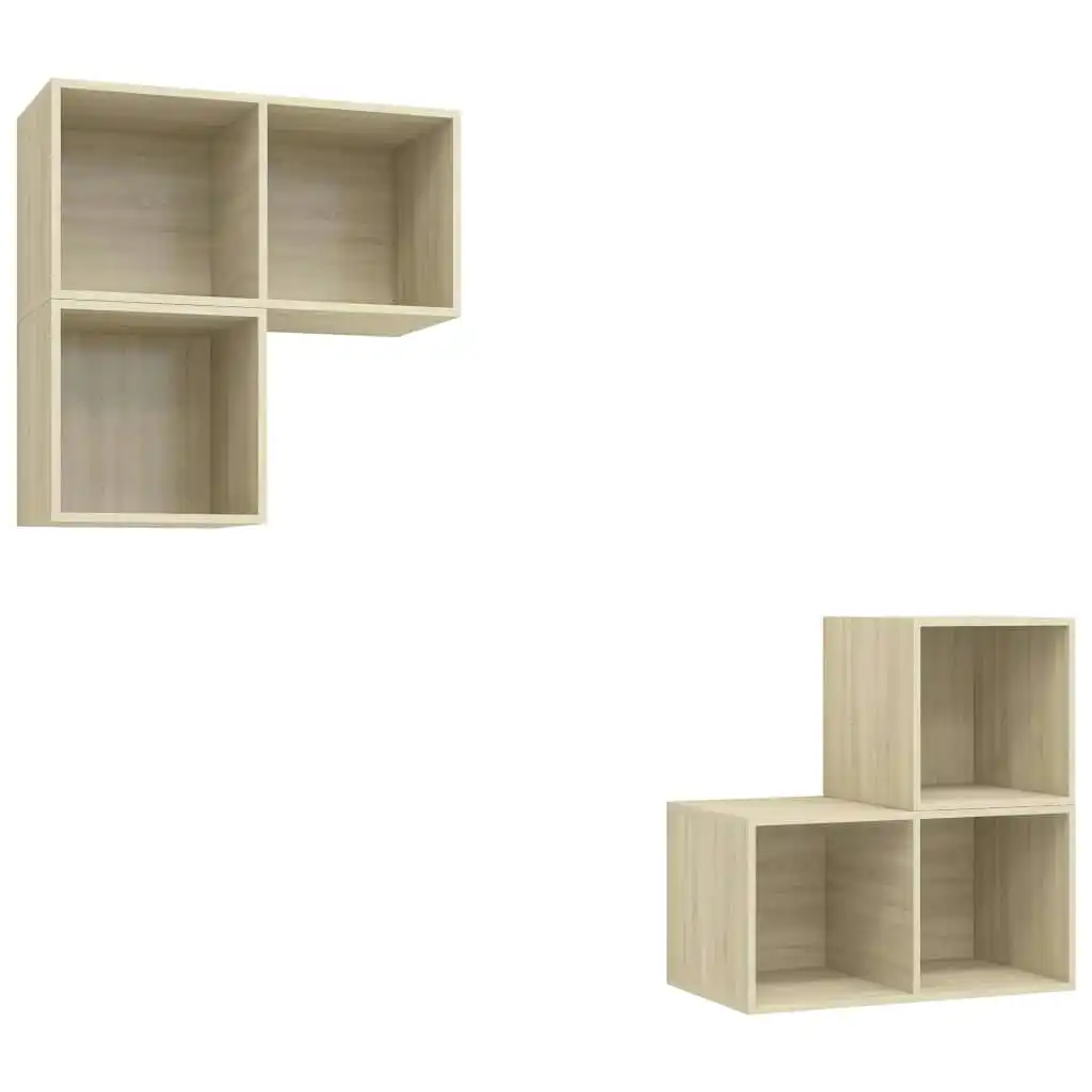 4 Piece TV Cabinet Set Sonoma Oak Engineered Wood 3079766