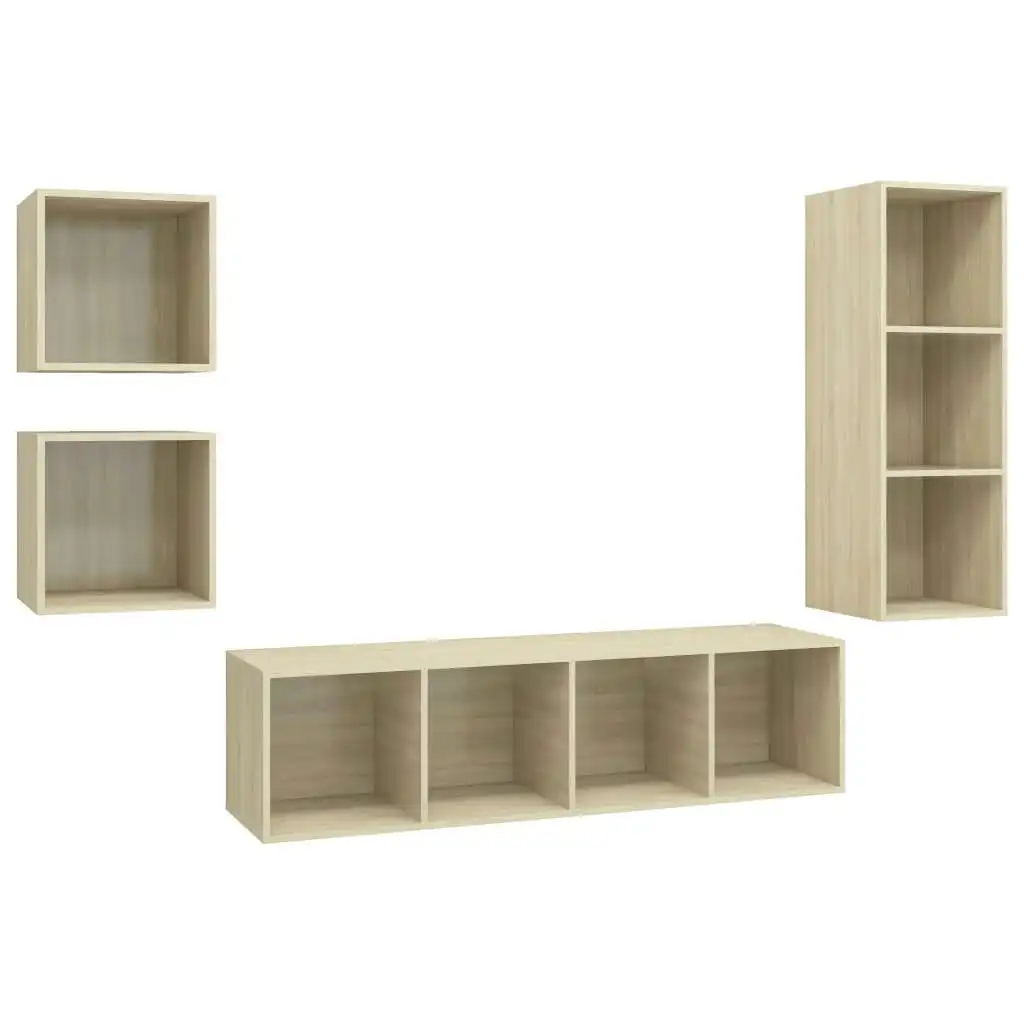 4 Piece TV Cabinet Set Sonoma Oak Engineered Wood 3079775