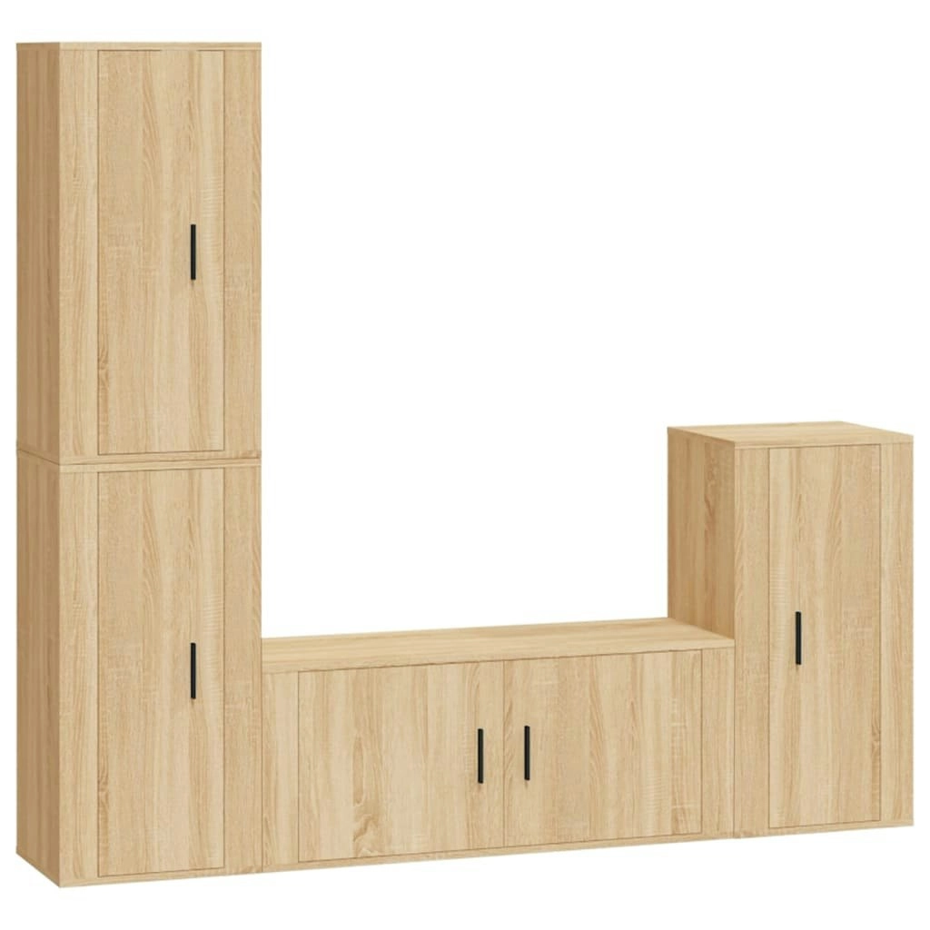 4 Piece TV Cabinet Set Sonoma Oak Engineered Wood 3188593