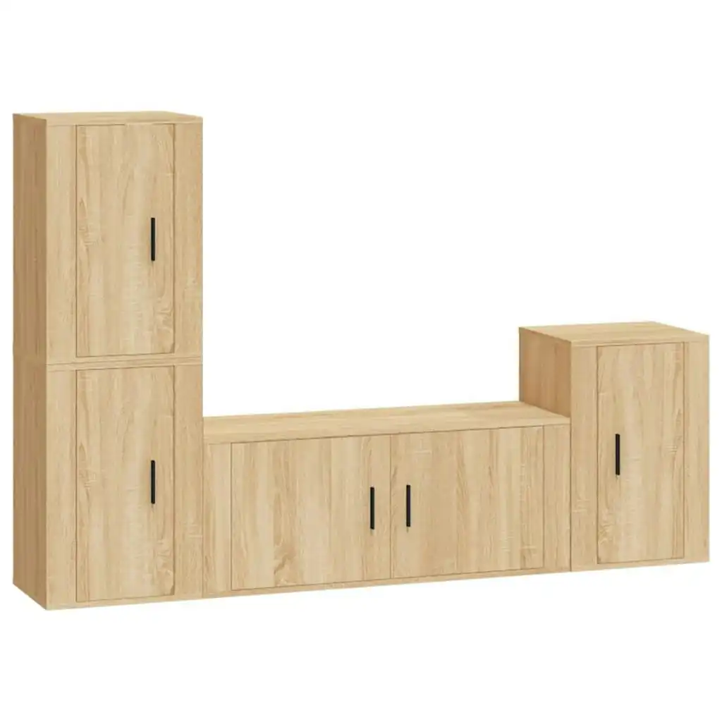 4 Piece TV Cabinet Set Sonoma Oak Engineered Wood 3188601