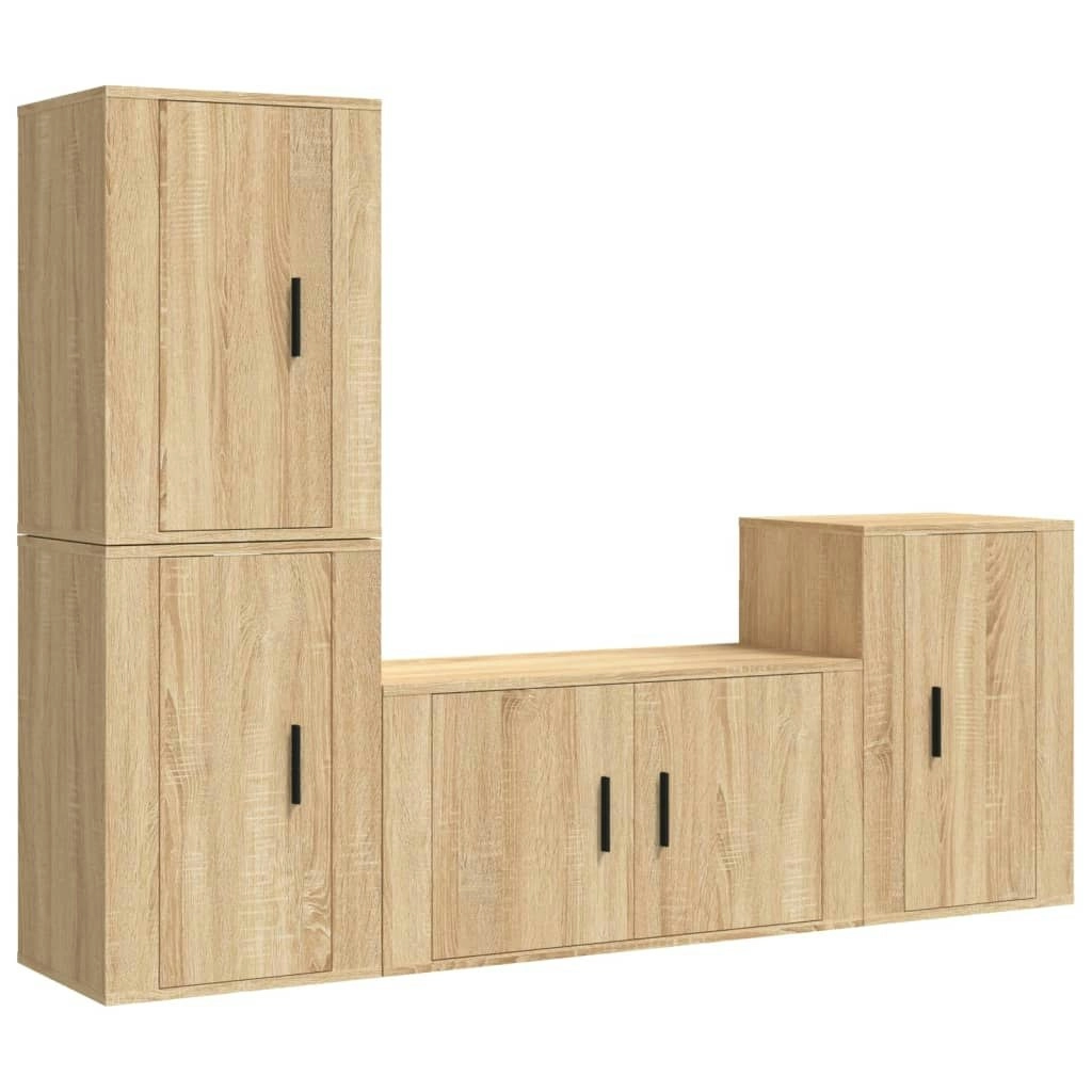 4 Piece TV Cabinet Set Sonoma Oak Engineered Wood 3188609