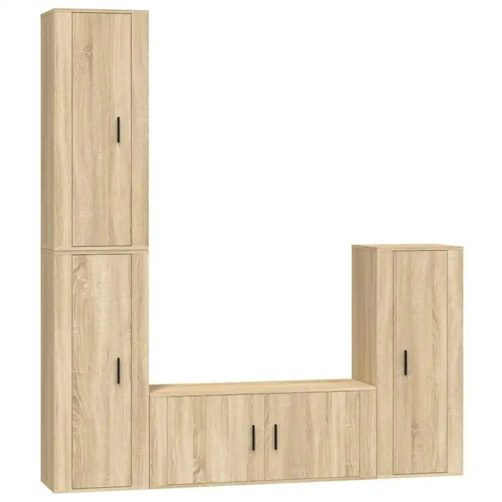 4 Piece TV Cabinet Set Sonoma Oak Engineered Wood 3188793