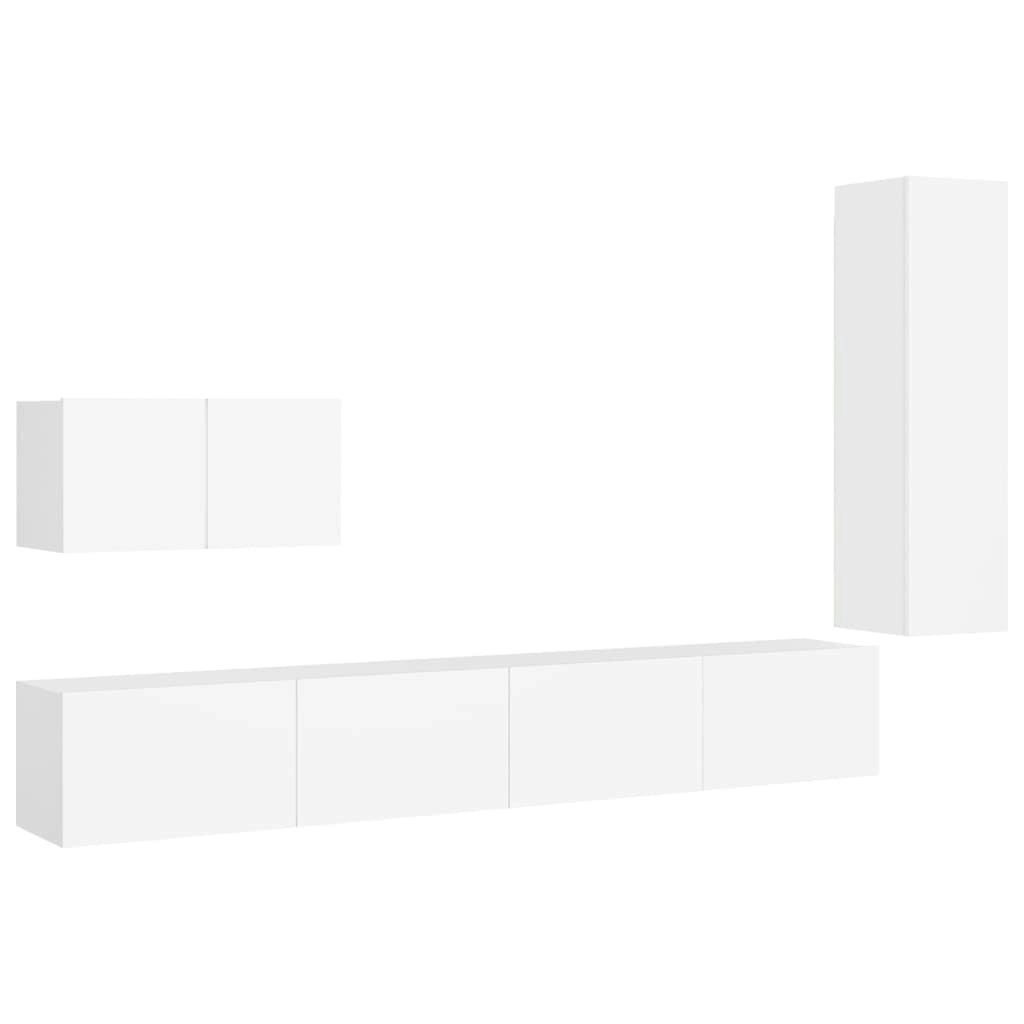 4 Piece TV Cabinet Set White Engineered Wood 3078676