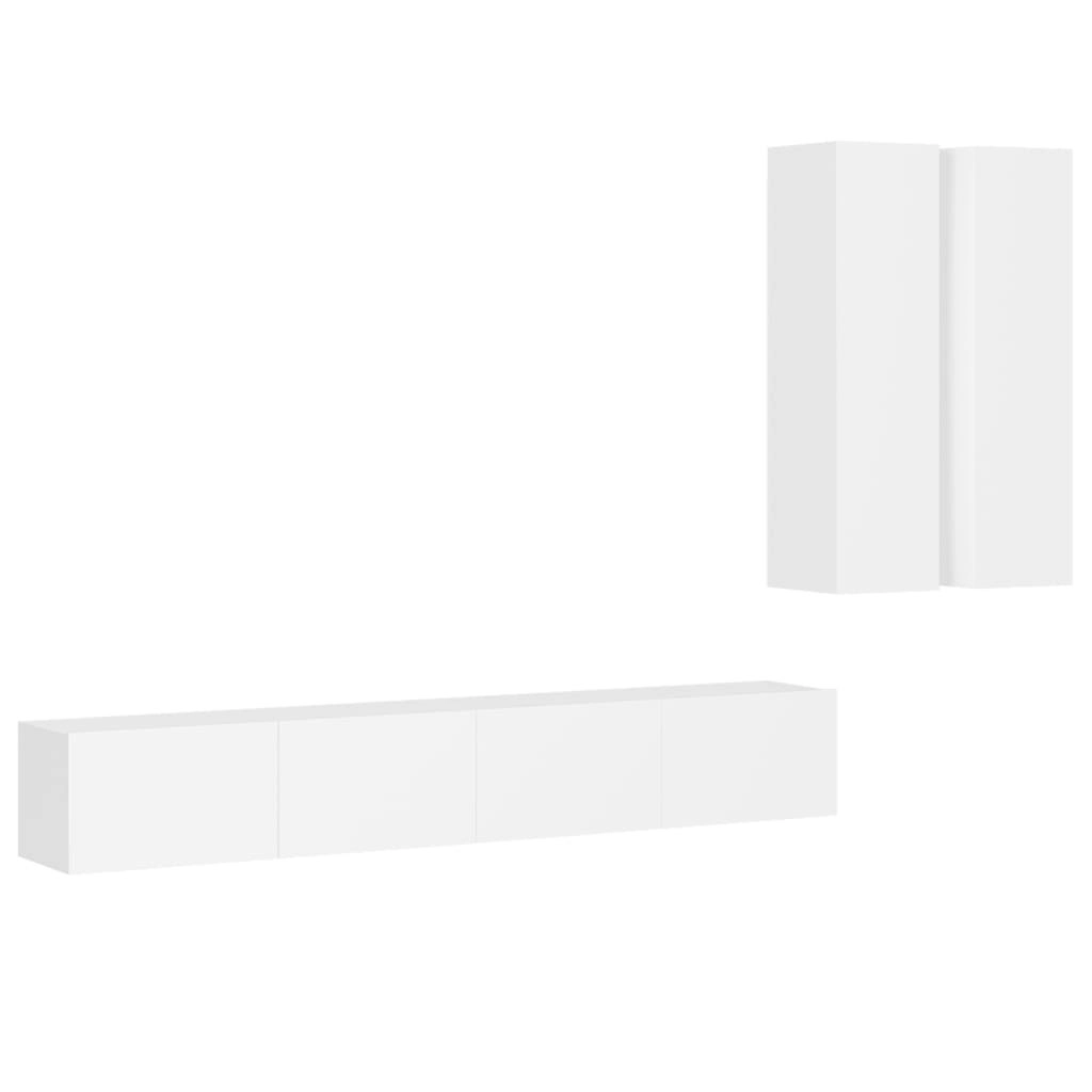 4 Piece TV Cabinet Set White Engineered Wood 3078687