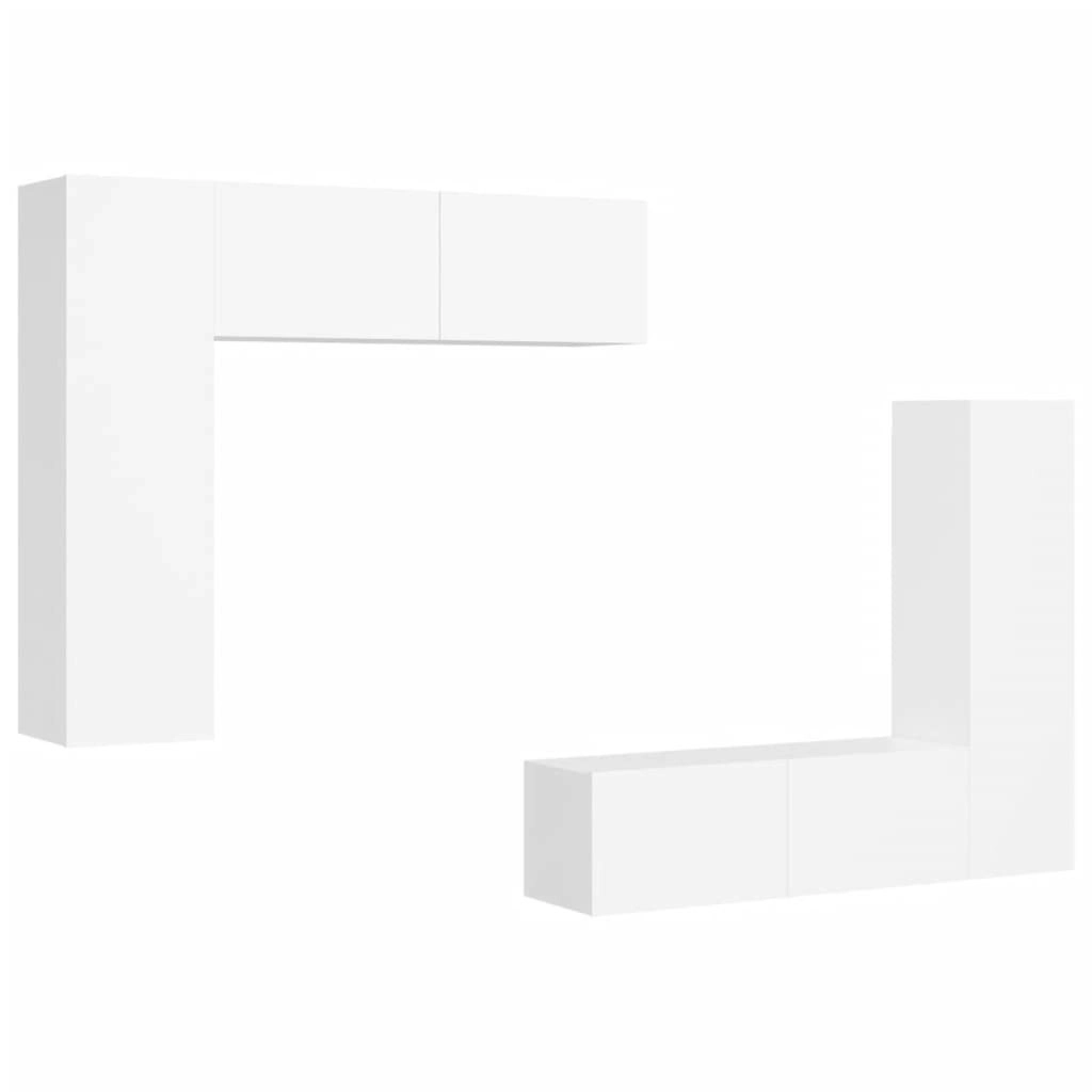 4 Piece TV Cabinet Set White Engineered Wood 3078690