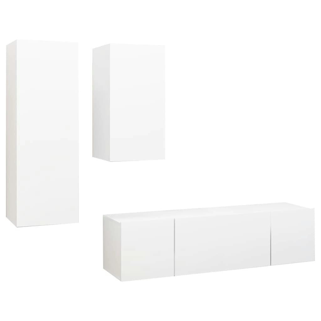 4 Piece TV Cabinet Set White Engineered Wood 3078731