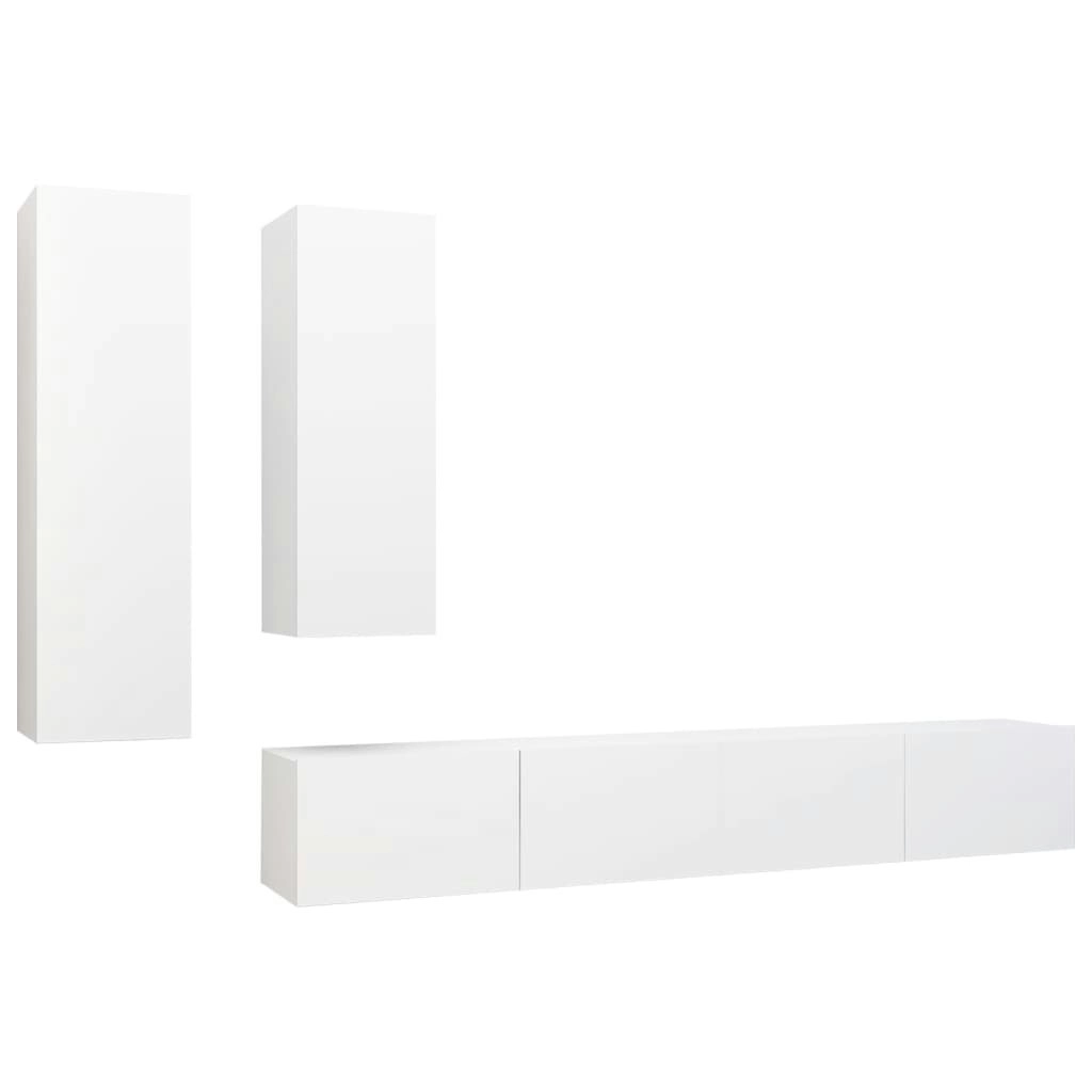 4 Piece TV Cabinet Set White Engineered Wood 3078733