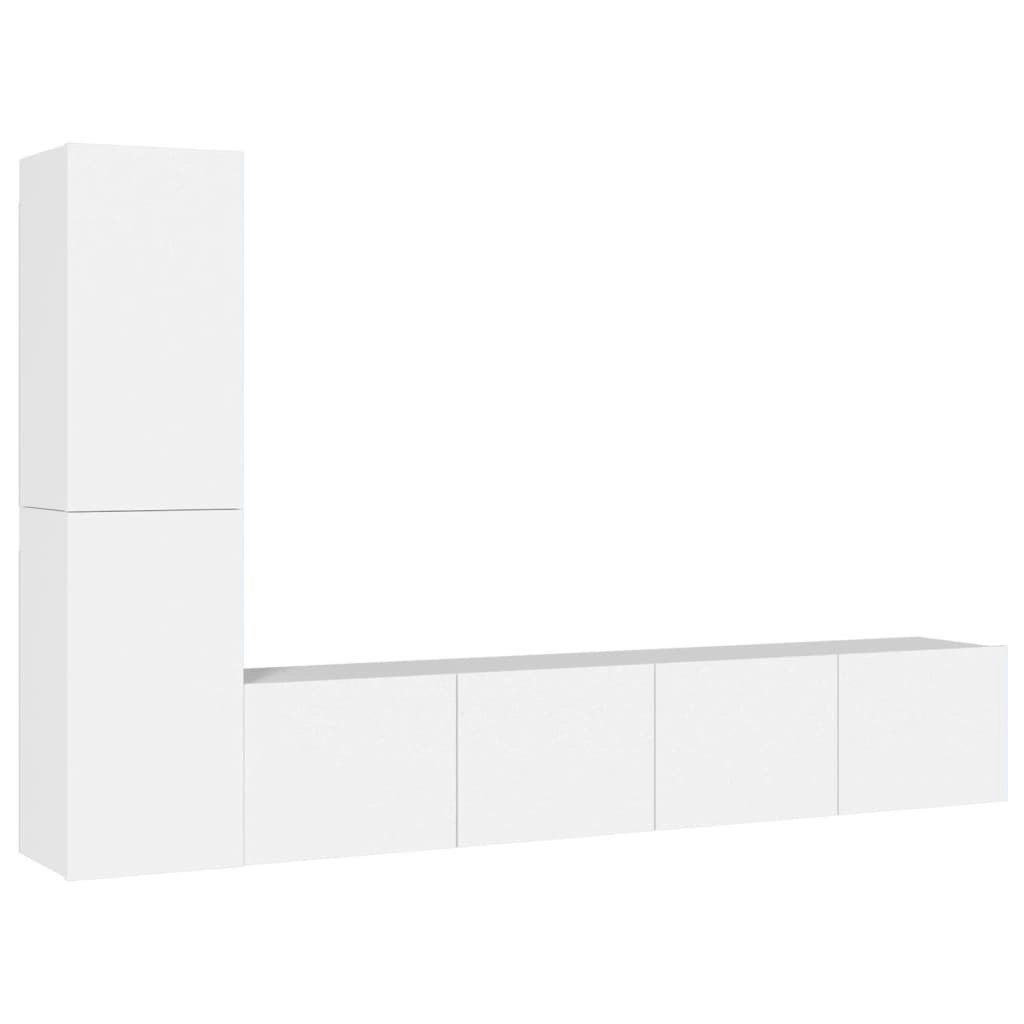 4 Piece TV Cabinet Set White Engineered Wood 3114310