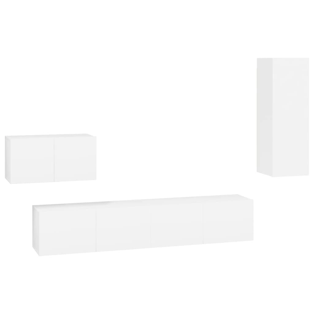 4 Piece TV Cabinet Set White Engineered Wood 3114334