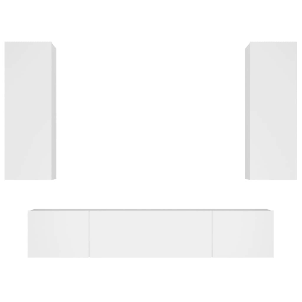 4 Piece TV Cabinet Set White Engineered Wood 3114198