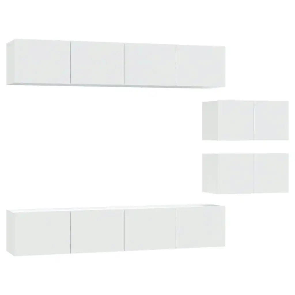 4 Piece TV Cabinet Set White Engineered Wood 3114598