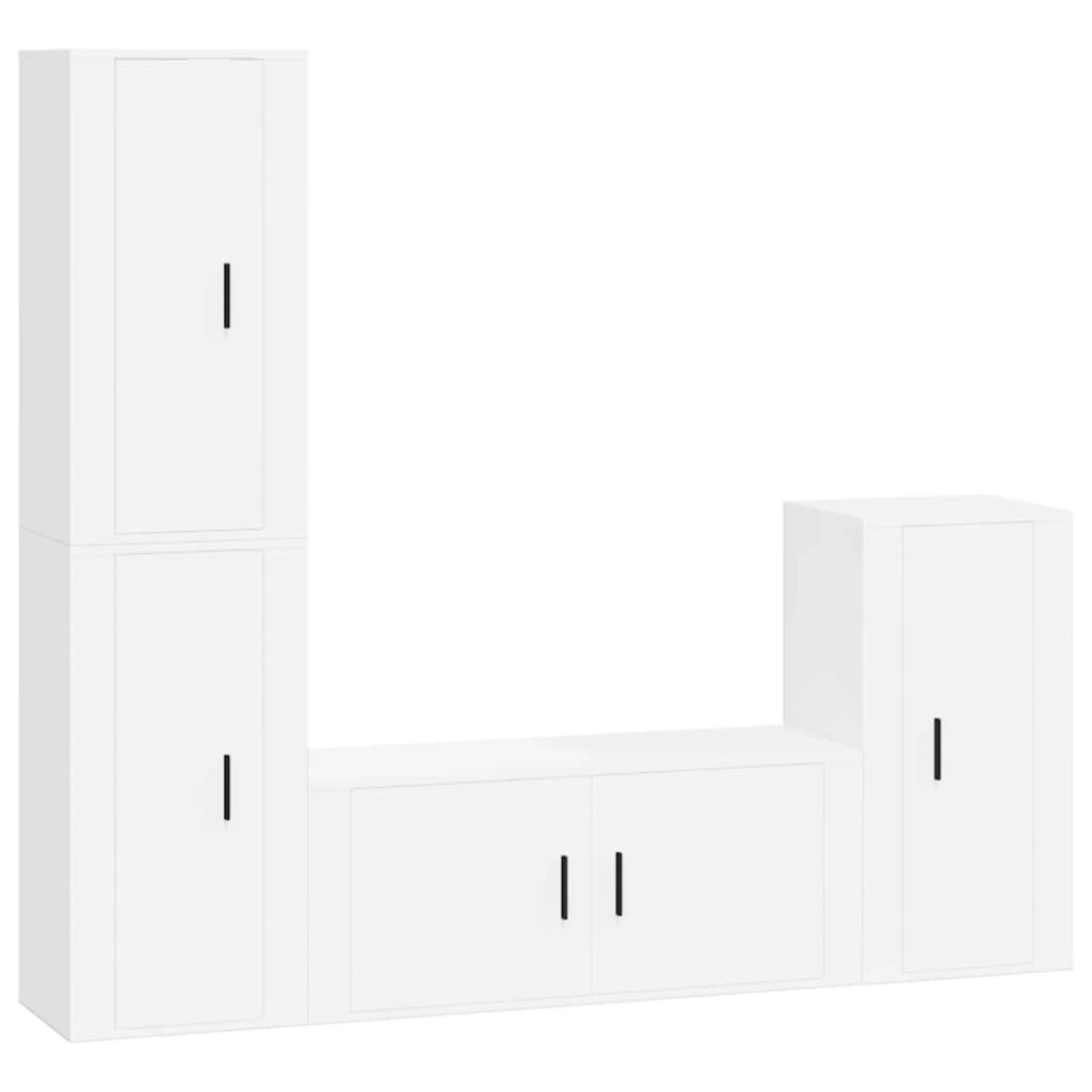 4 Piece TV Cabinet Set White Engineered Wood 3188590