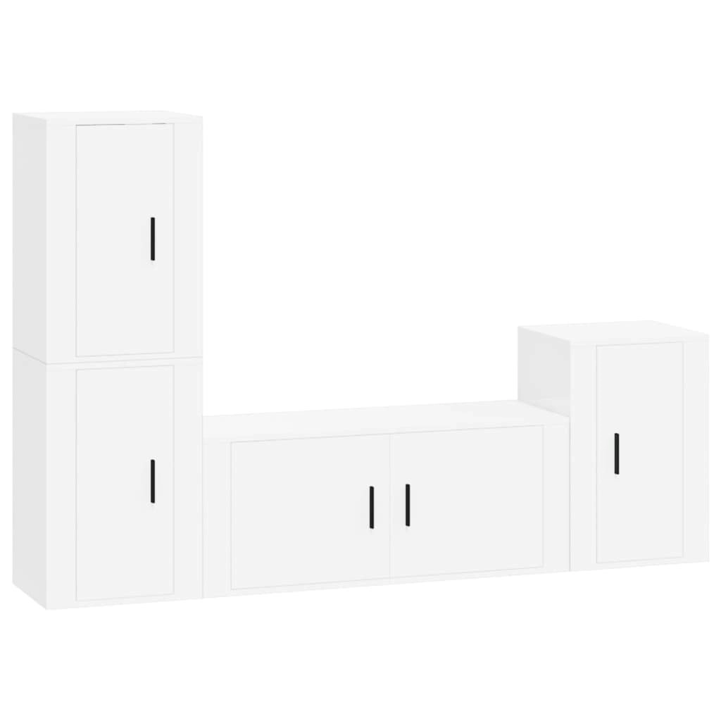 4 Piece TV Cabinet Set White Engineered Wood 3188598