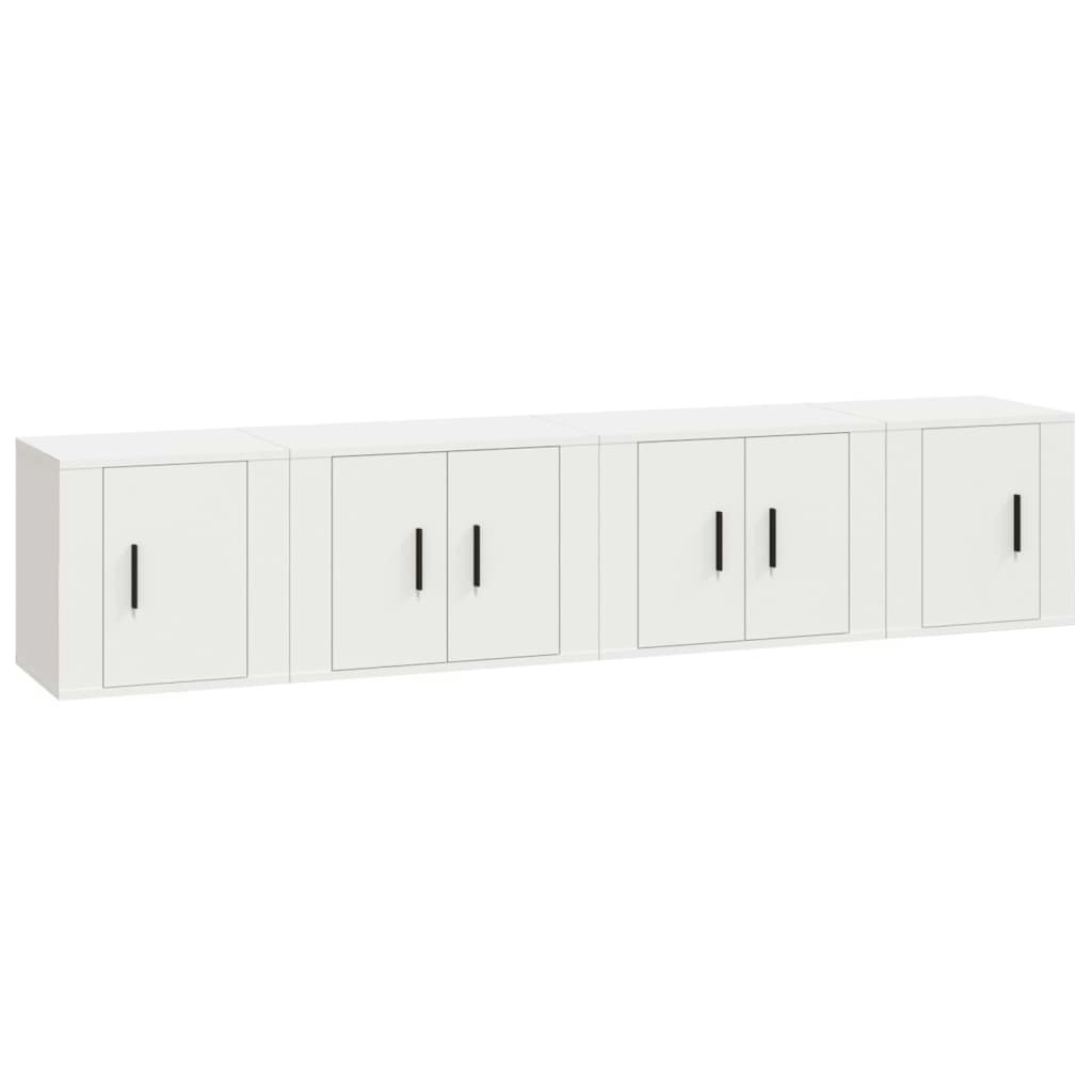 4 Piece TV Cabinet Set White Engineered Wood 3188430