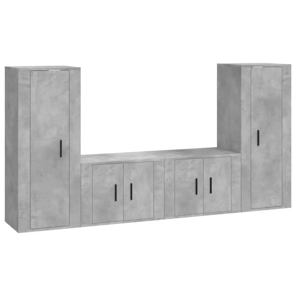 4 Piece TV Cabinet Set Concrete Grey Engineered Wood 3188770