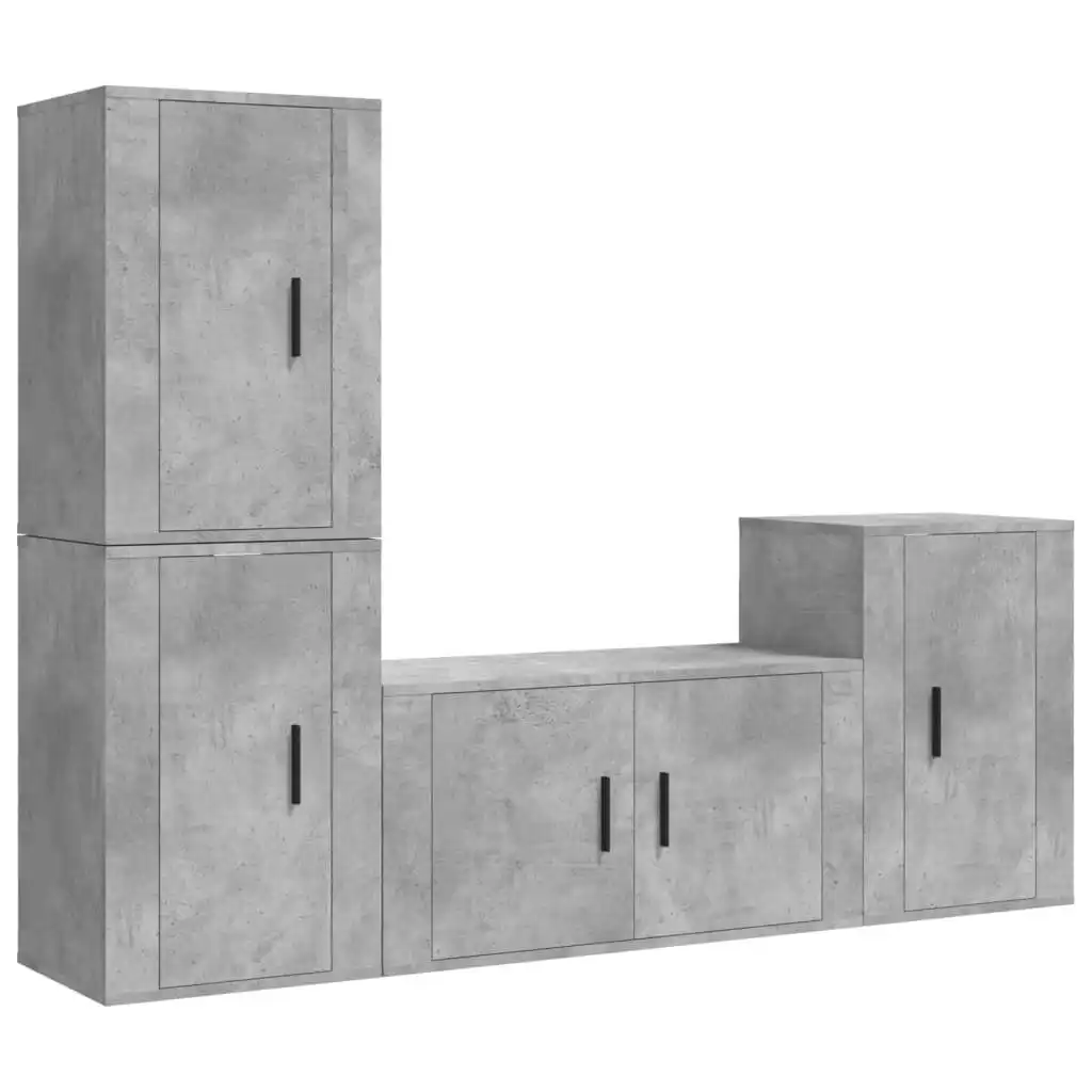 4 Piece TV Cabinet Set Concrete Grey Engineered Wood 3188610