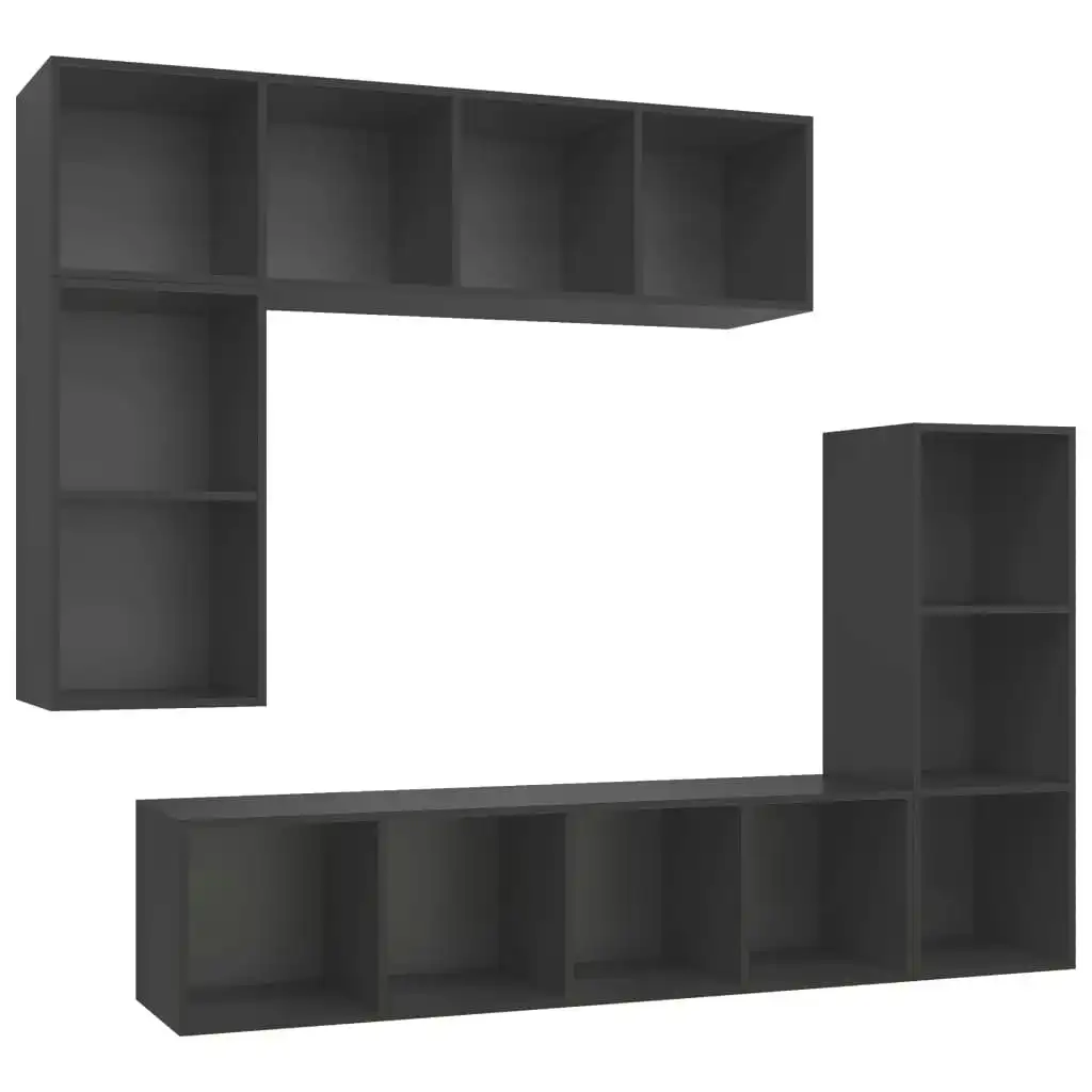 4 Piece TV Cabinet Set Grey Engineered Wood 3079819