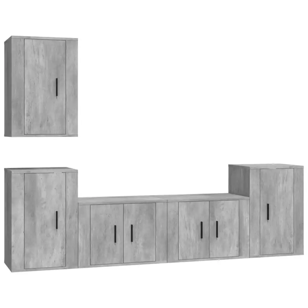 5 Piece TV Cabinet Set Concrete Grey Engineered Wood 3188570