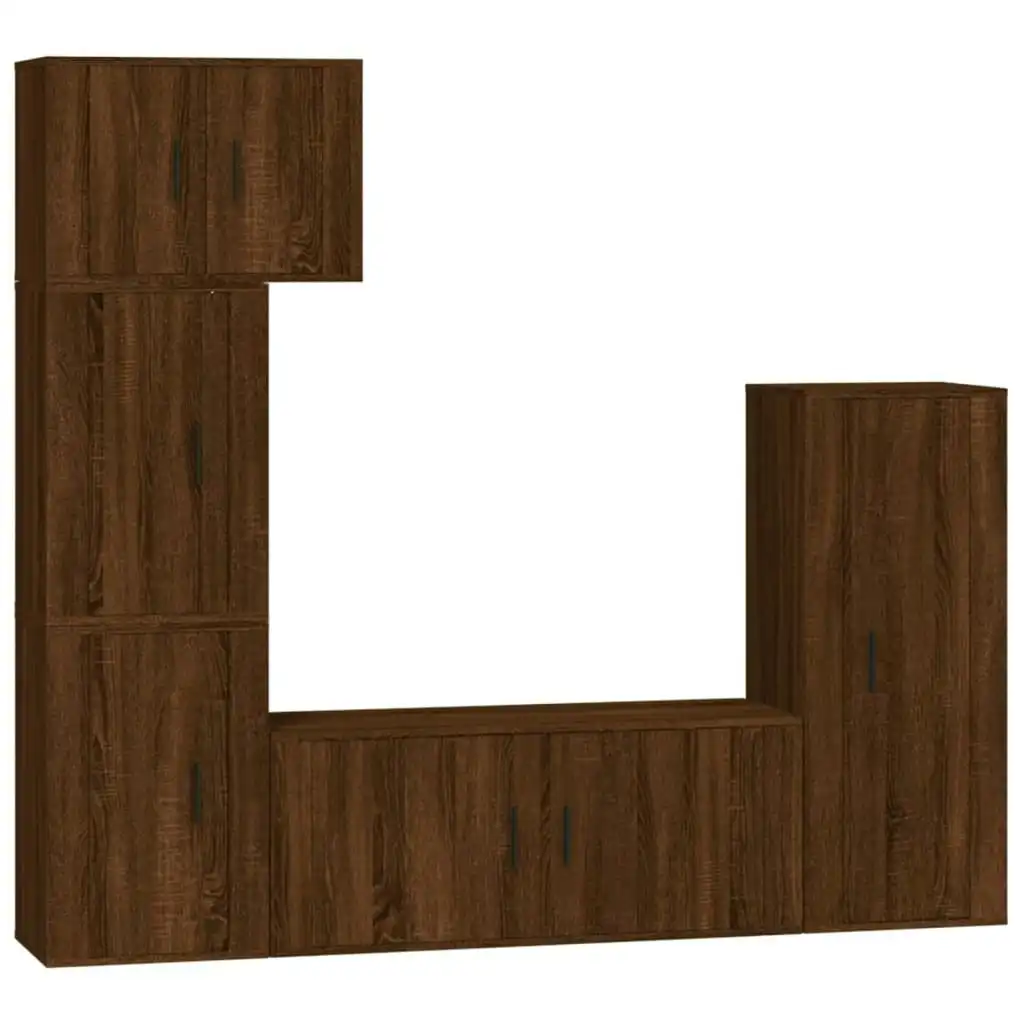 5 Piece TV Cabinet Set Brown Oak Engineered Wood 3188813