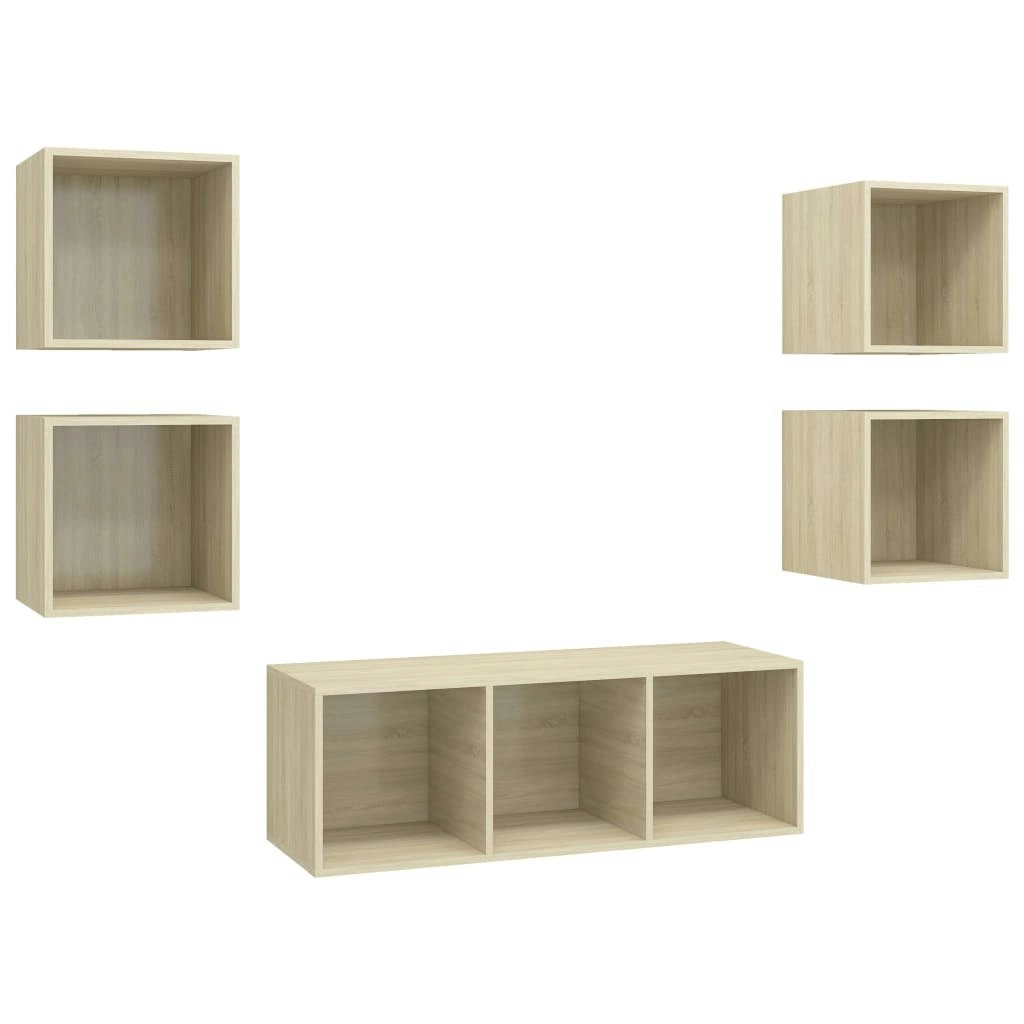 5 Piece TV Cabinet Set Sonoma Oak Engineered Wood 3079613