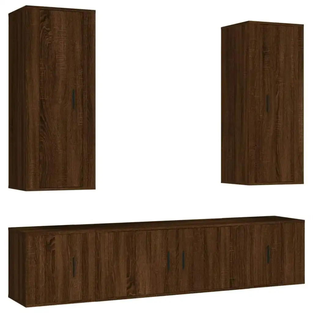 5 Piece TV Cabinet Set Brown Oak Engineered Wood 3188837